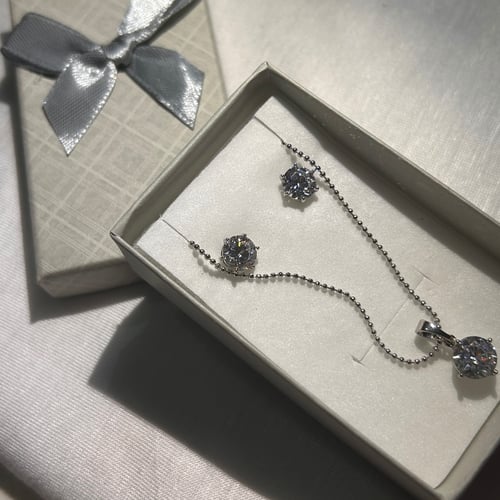 Silver necklace and earring set